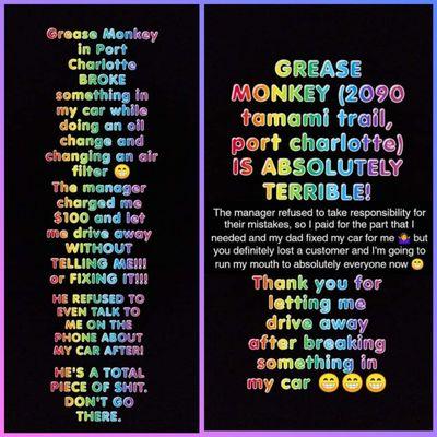 My TERRIBLE experience with Grease Monkey!