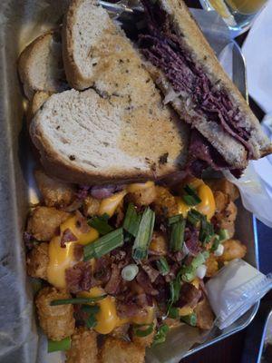 Reuben with loaded tots