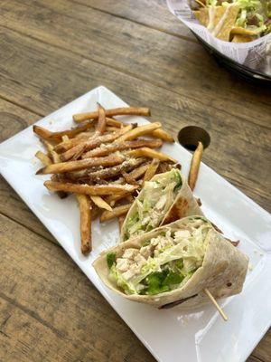 Caesar Salad wrap with fries