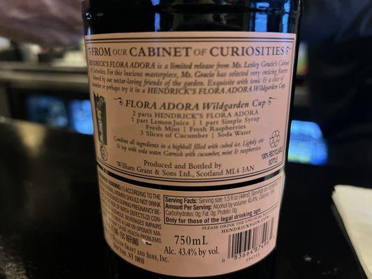 Drink recipe on back of bottle