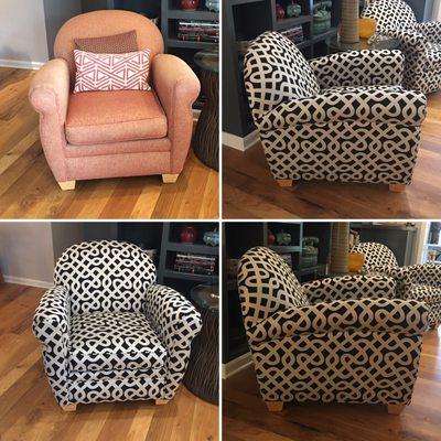 Before and after re-upholstery