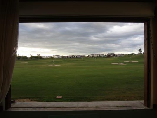 Picture from one of the hitting bays out to the driving range.  Great place to take a lesson no matter the weather.