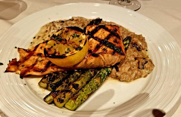 Salmon wild mushroom risotto