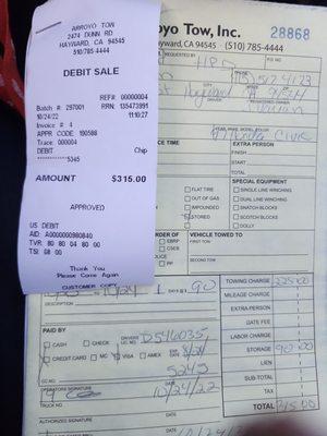 Receipt of ARROYO