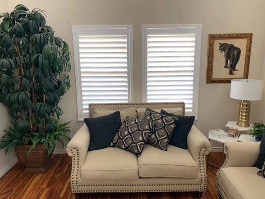 Custom shutters with hidden tilt.