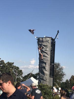 Rock climbing.