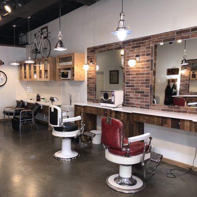 Vintage Decor including vintage barber chairs