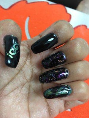 Halloween designs with black gel & stamping designs