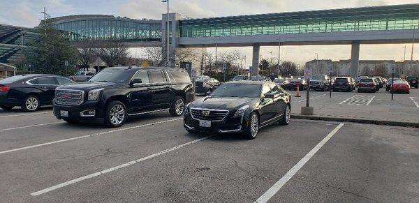 Our Large SUV & Luxury Sedan picking up clients at T.F.Green Airport.