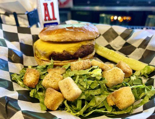 1/2 lb. Cheeseburger & Salad