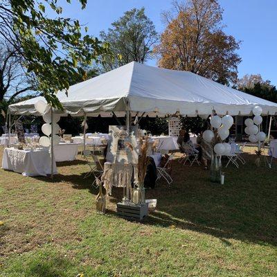 Tent, tables and chairs