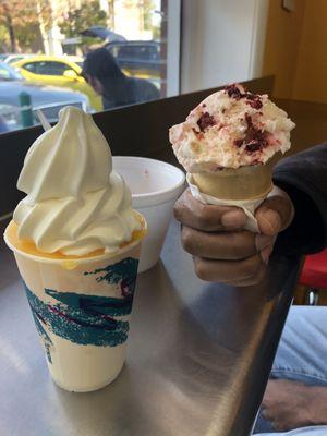 Mango gelati & red velvet cake ice cream