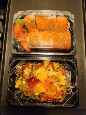 Loyal salmon roll and jalapeño bomb