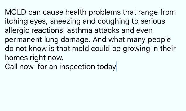 Call today for your mold inspection