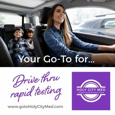 Rapid COVID testing for $100. Got to HolyCityMed.com. No appointment required.