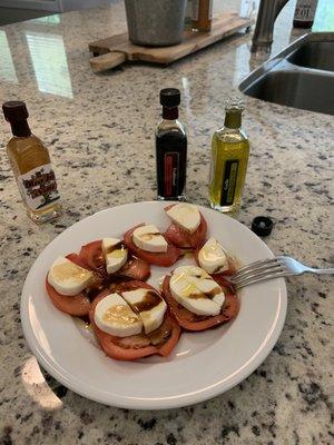 Garlic infused olive oil with traditional balsamic