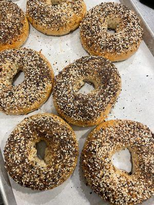 Fresh everything bagels