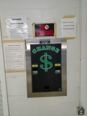 Change machine.  Bring cash.