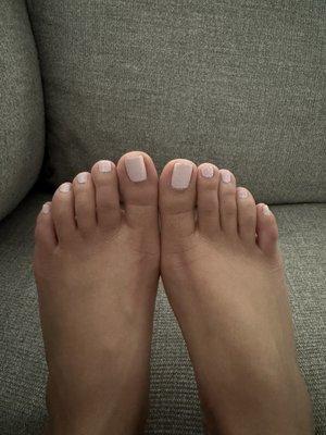 Regular pedicure, after my wedding of wearing closed toe shoes!