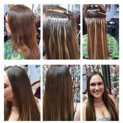 COMBINATION OF MICROLINKS & NANO INDIVIDUAL HAIR EXTENSIONS.   THESE ARE CUSTOM-MADE & CUSTOM-COLORED. CALL - FREE CONSULTATION 214-289-3499