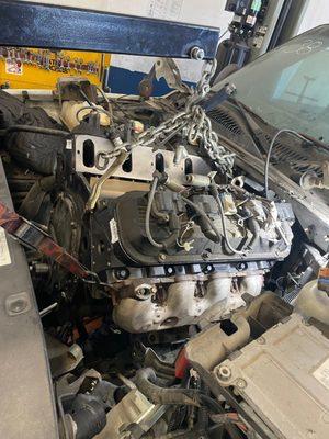 Silverado HD engine removal.