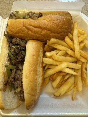 Philly cheese steak with fries