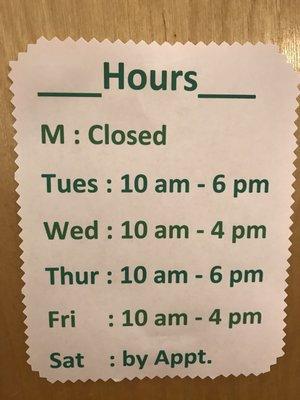 Updated hours 6/15/18