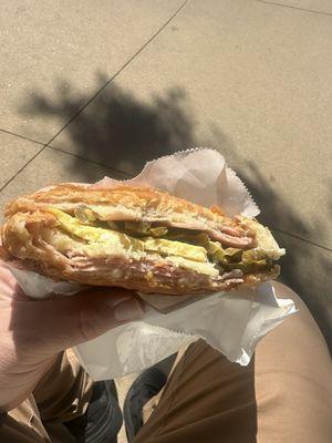 Ham egg and cheese with jalapeno