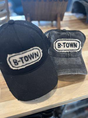 'B-Town' trucker hats from Blink Blink. Freeform, hand-stitched details.