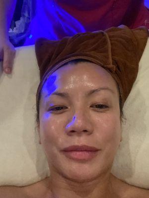 No filter photo during a facial