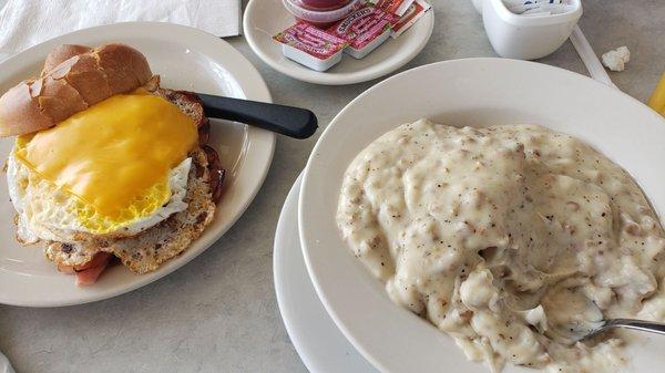 Slam Sandwich and Biscuits w/Gravy