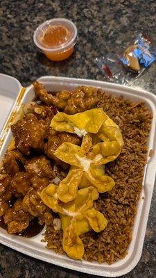 General Gao's chicken, Crab Rangoon, Pork Fried Rice