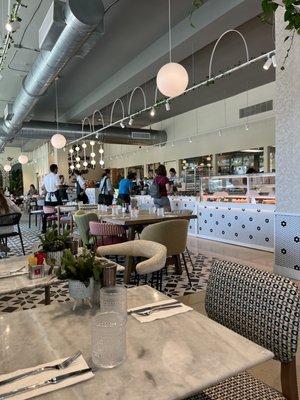 Interior of restaurant, bakery area