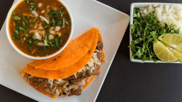 Try our DELICIOUS Birria Tacos with Consome to dip! or Birria tacos with cheese "Quesataco"