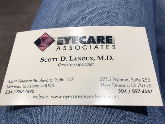 Doctor Lanoux's Business Card