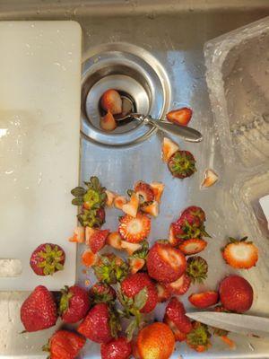 All the berries in the sink had rot and/or soft spots.
 Disgusting.