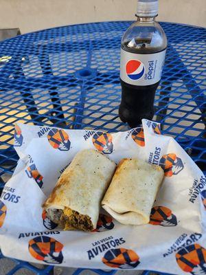 Home Run Burrito  with a Diet Pepsi! Go Aviators!