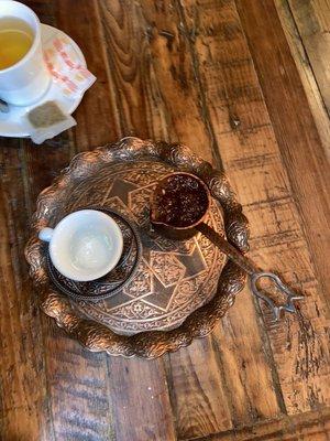 Albanian coffee, decadent presentation and tasty coffee!