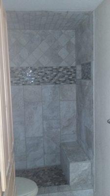 Finished product on stand up shower built from ground up.