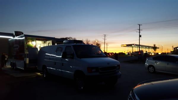 They're always parked in front of the speedway gas station along US30 and wolf's crossing . You'll not miss the smell.