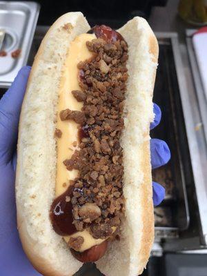 Texas Hound Dog- bbq cheese and bacon bits