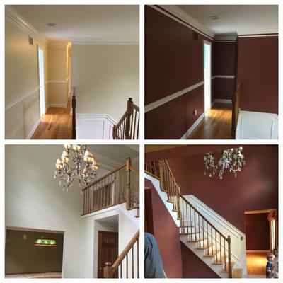 Deep, dark entrance on the right painted a light, bright white by certa pro on the left.