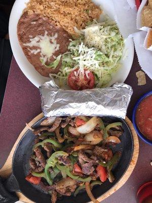 Lunch portion fajitas.