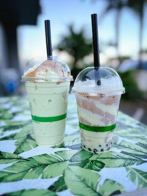 Avocado Graham Shake + Chocolate malt boba