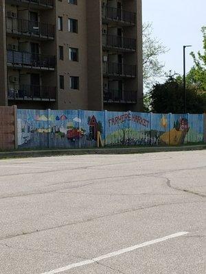 Painted mural in the parking lot