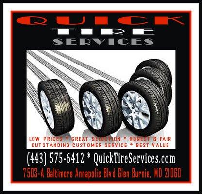 Quick Tire Services, Tire Shop in Glen Burnie MD, New Tires, Used Tires, Low Prices