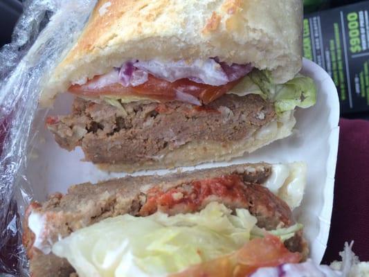 Meatloaf with toasted bread.