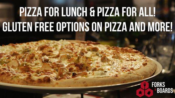 Our menu caters to all dietary needs. One highlight is our amazing gluten free options for our delicious pizzas!
 
 Come try them!