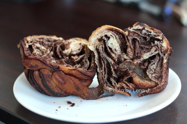 Inside of Chocolate Babka ($5) - tasty! Not too sweet, deeply chocolatey.