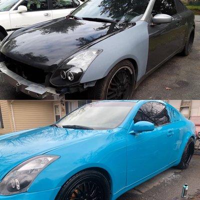 Before and after on custom paint job and bodywork